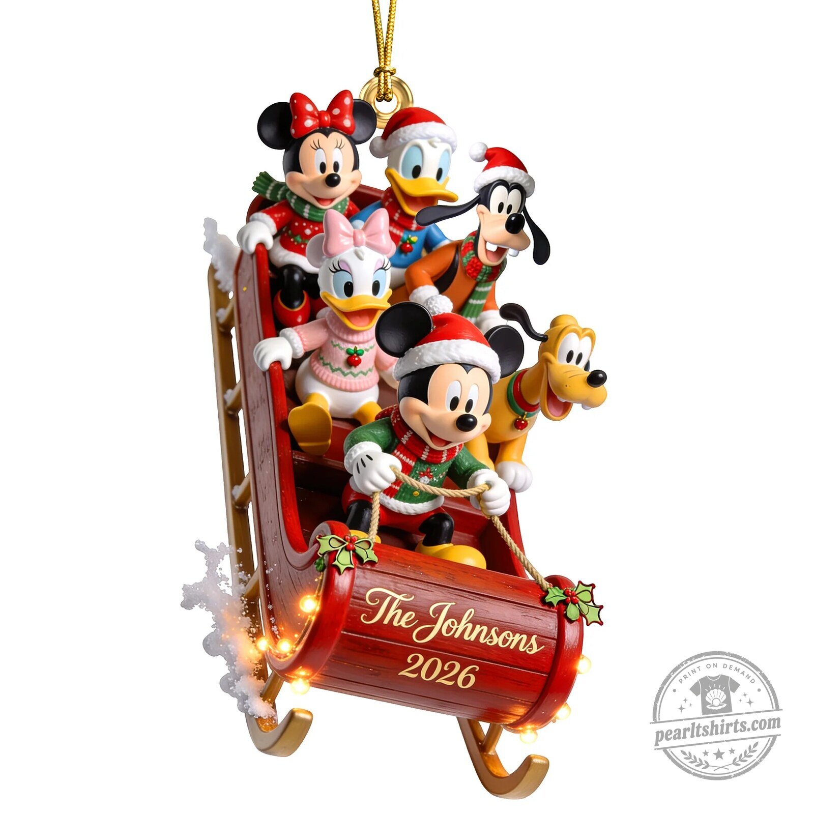 Disney Mickey and Friends Sleigh Ride Personalized Christmas Ornament 9 Disney Mickey and Friends Sleigh Ride Personalized Christmas Ornament